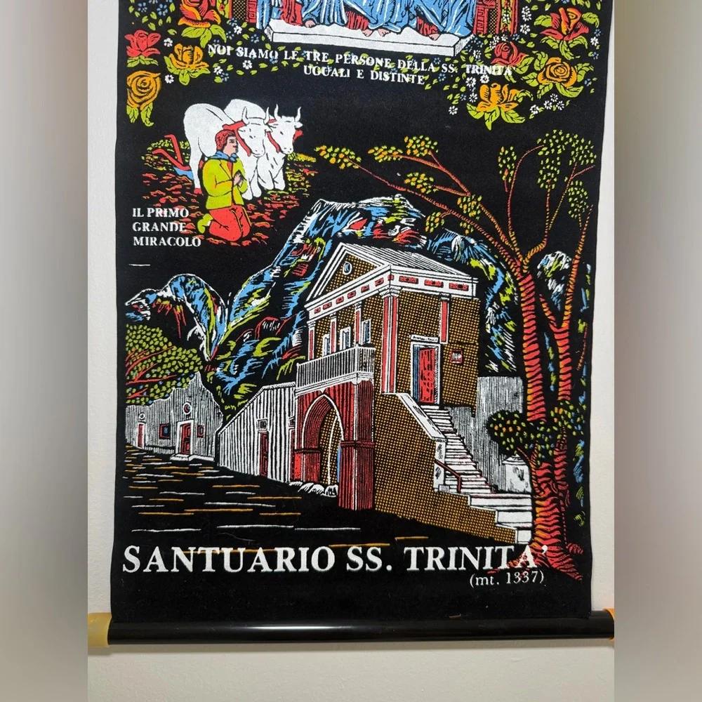Santuario SS. Trinità Black Decorative Wall Tapestry Holy Trinity Scroll